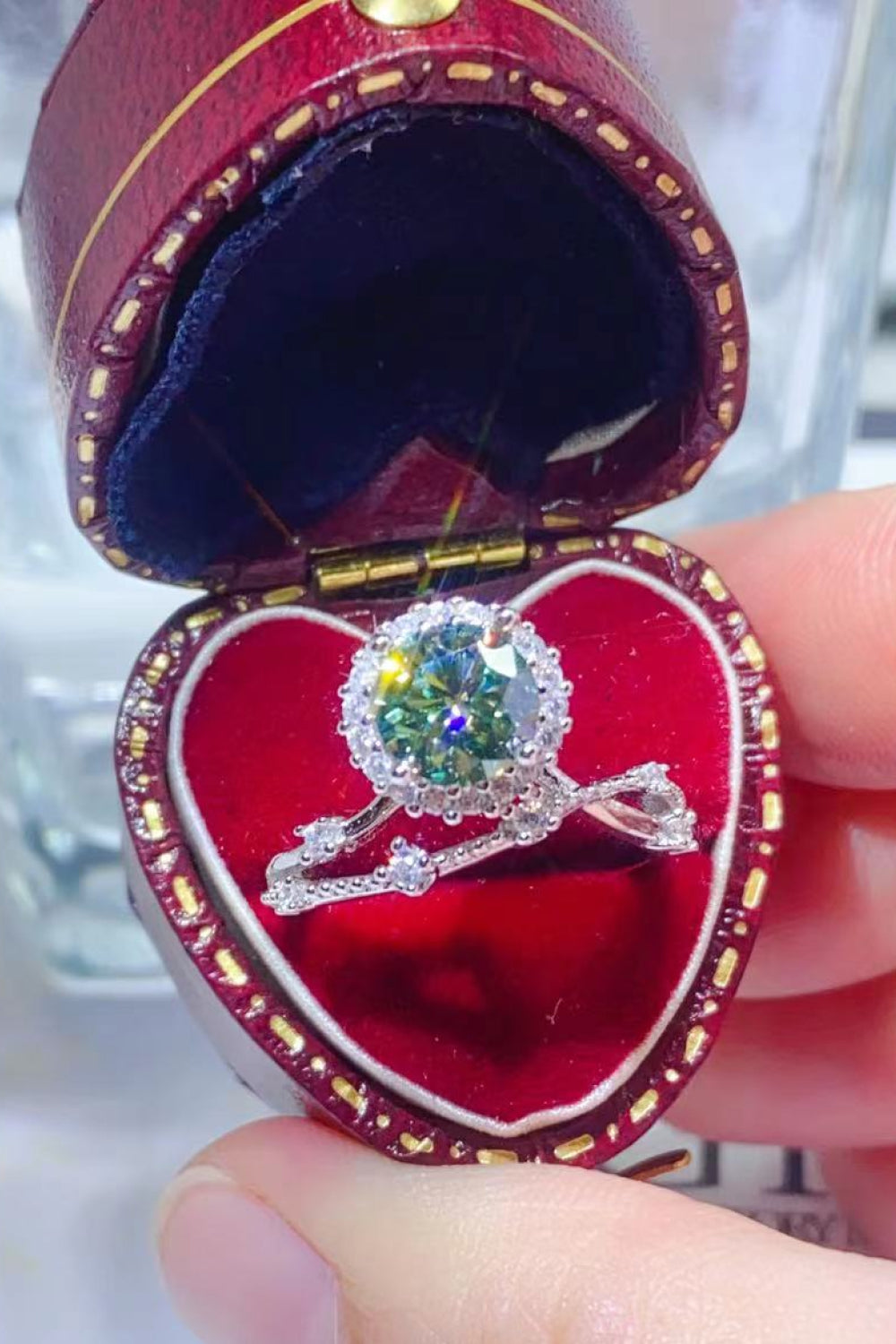 1 Carat Moissanite Platinum-Plated Ring 6