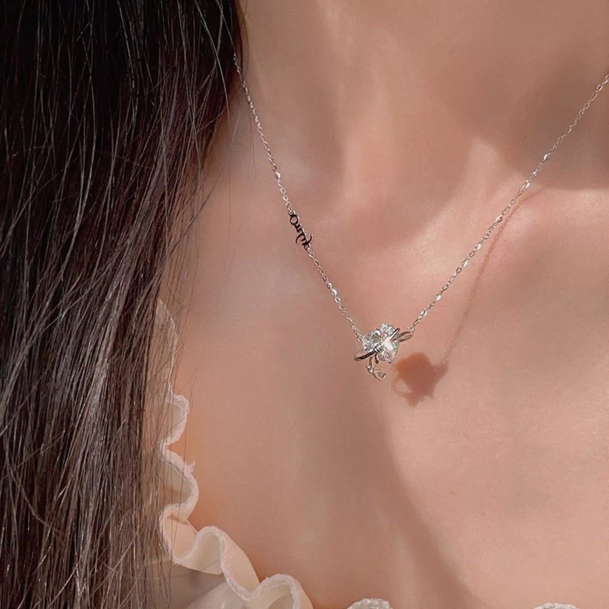 925 Sterling Silver Zircon Heart Necklace 4
