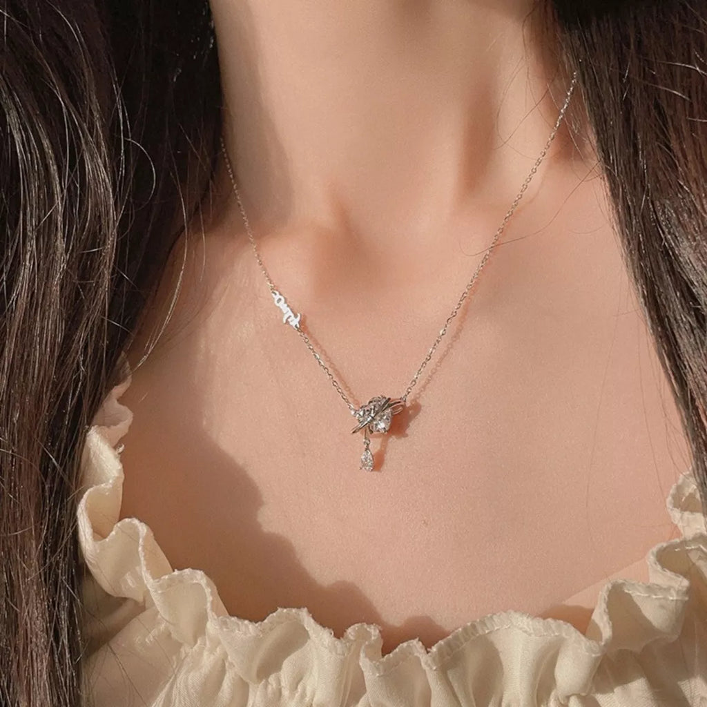 925 Sterling Silver Zircon Heart Necklace 2