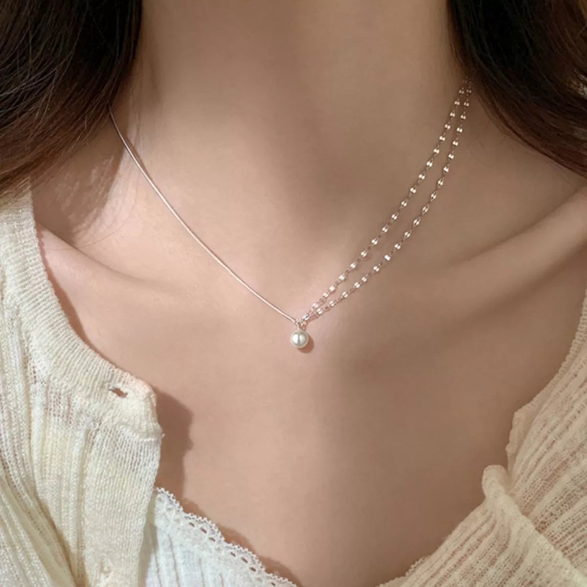 Pearl Pendant Layered Necklace 3