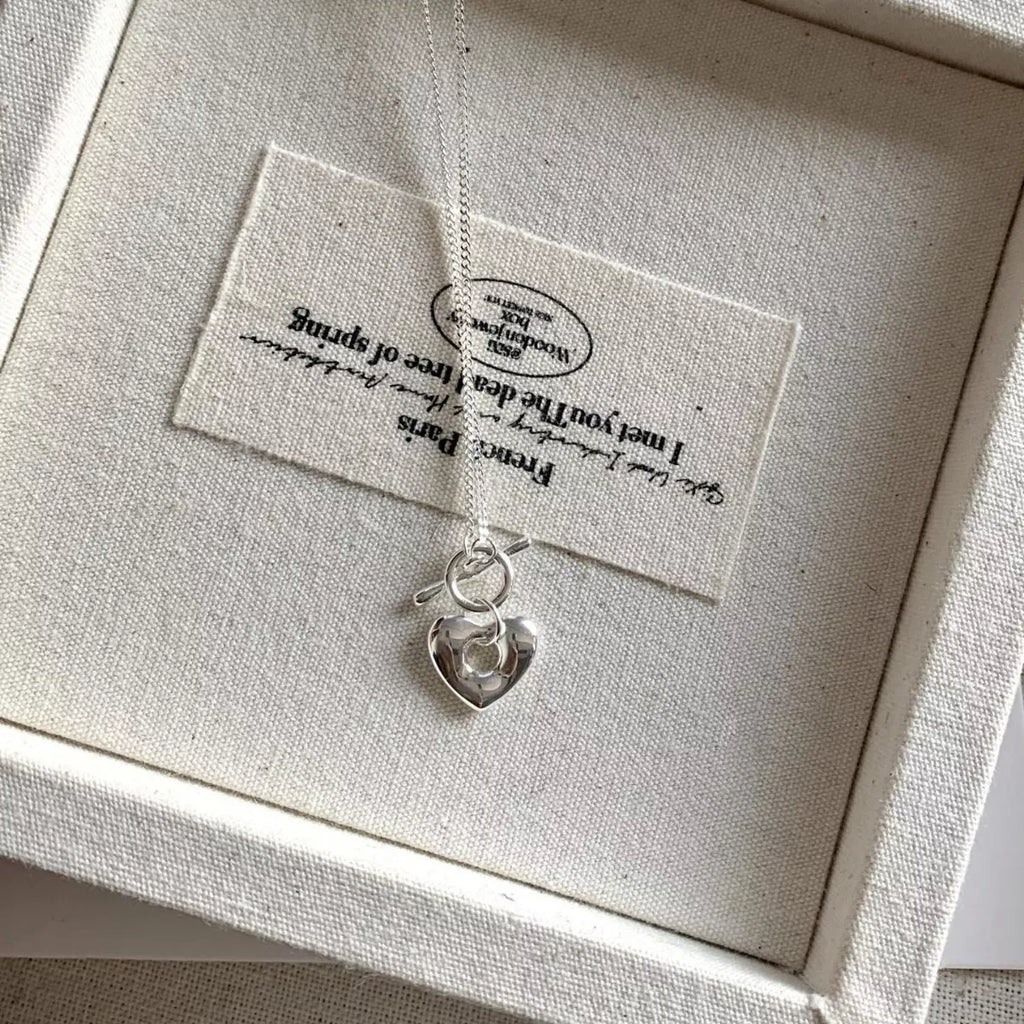925 Sterling Silver Heart Toggle Clasp Necklace 4