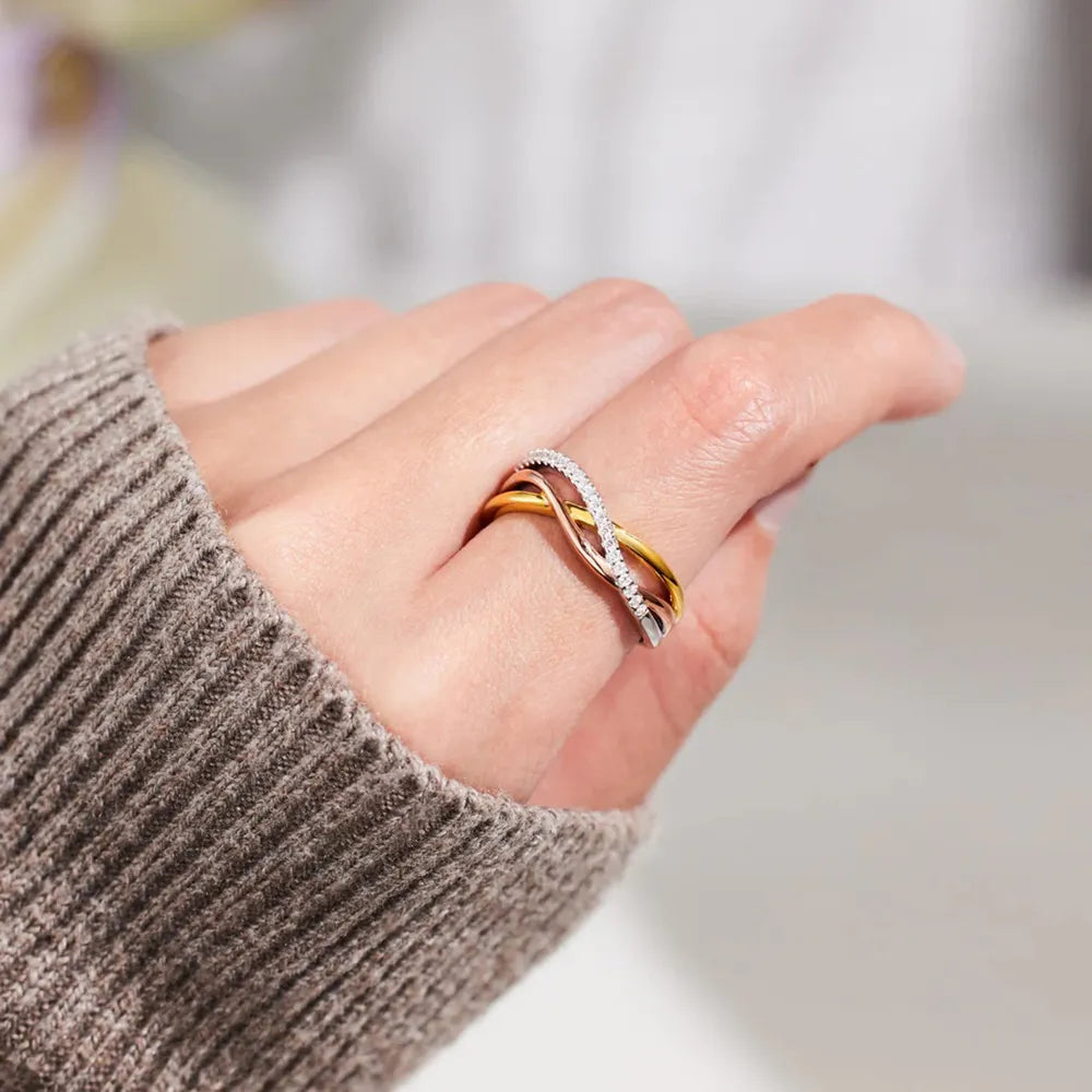 Crisscross Gold Plated 925 Sterling Silver Ring 3