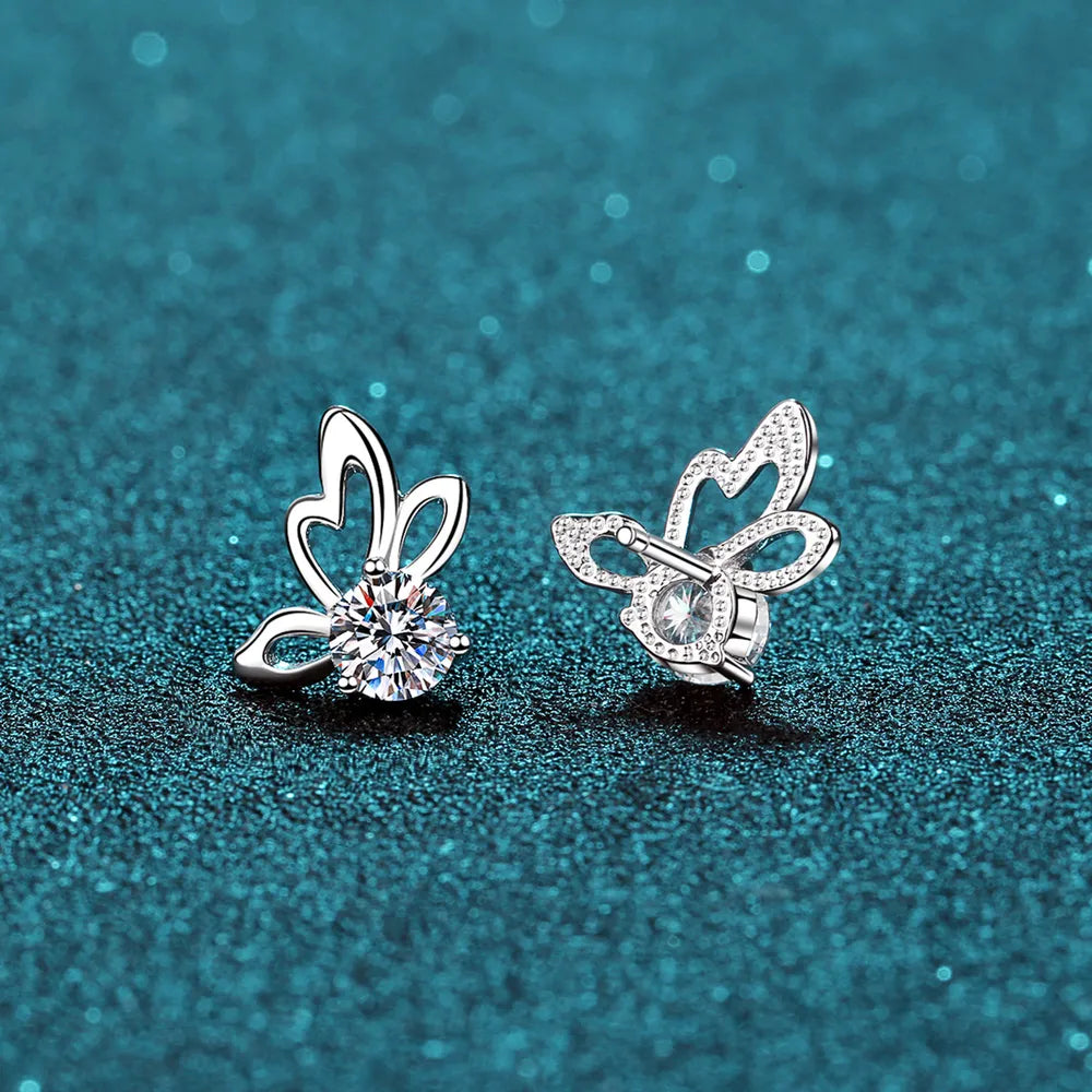 1 Carat Moissanite Butterfly Shape Earrings 4