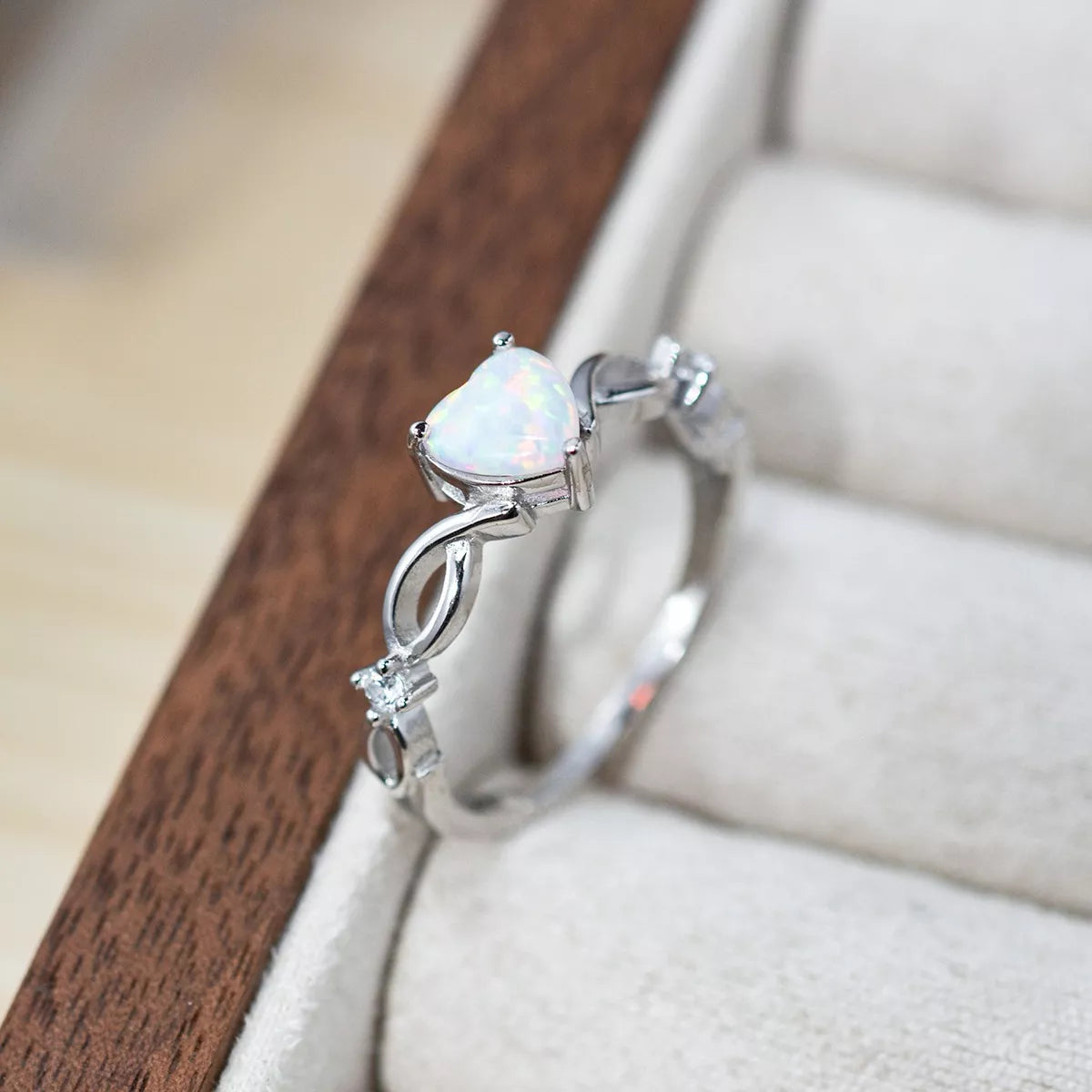 925 Sterling Silver Zircon Heart Ring 5