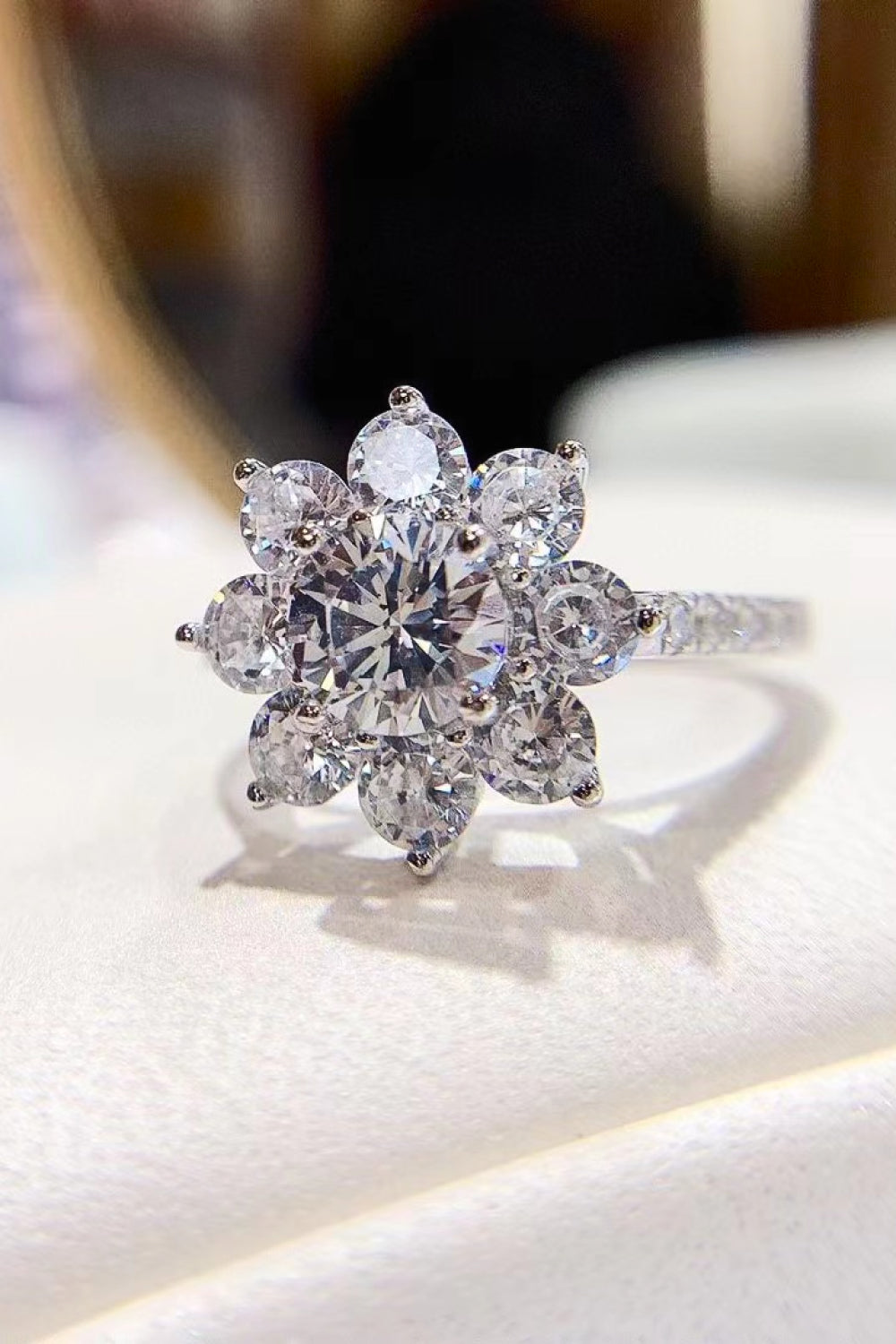 1 1 Carat Moissanite Flower Ring