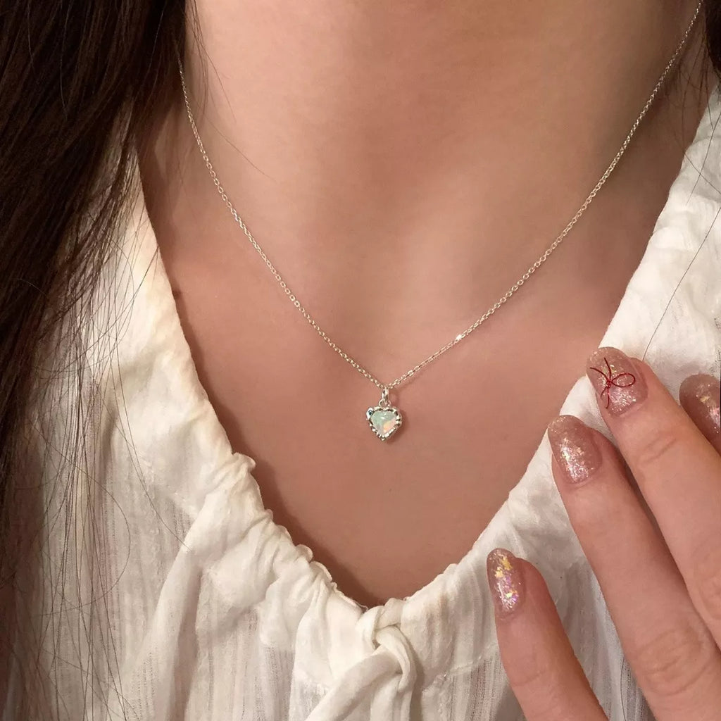 925 Sterling Silver Zircon Heart Necklace 5