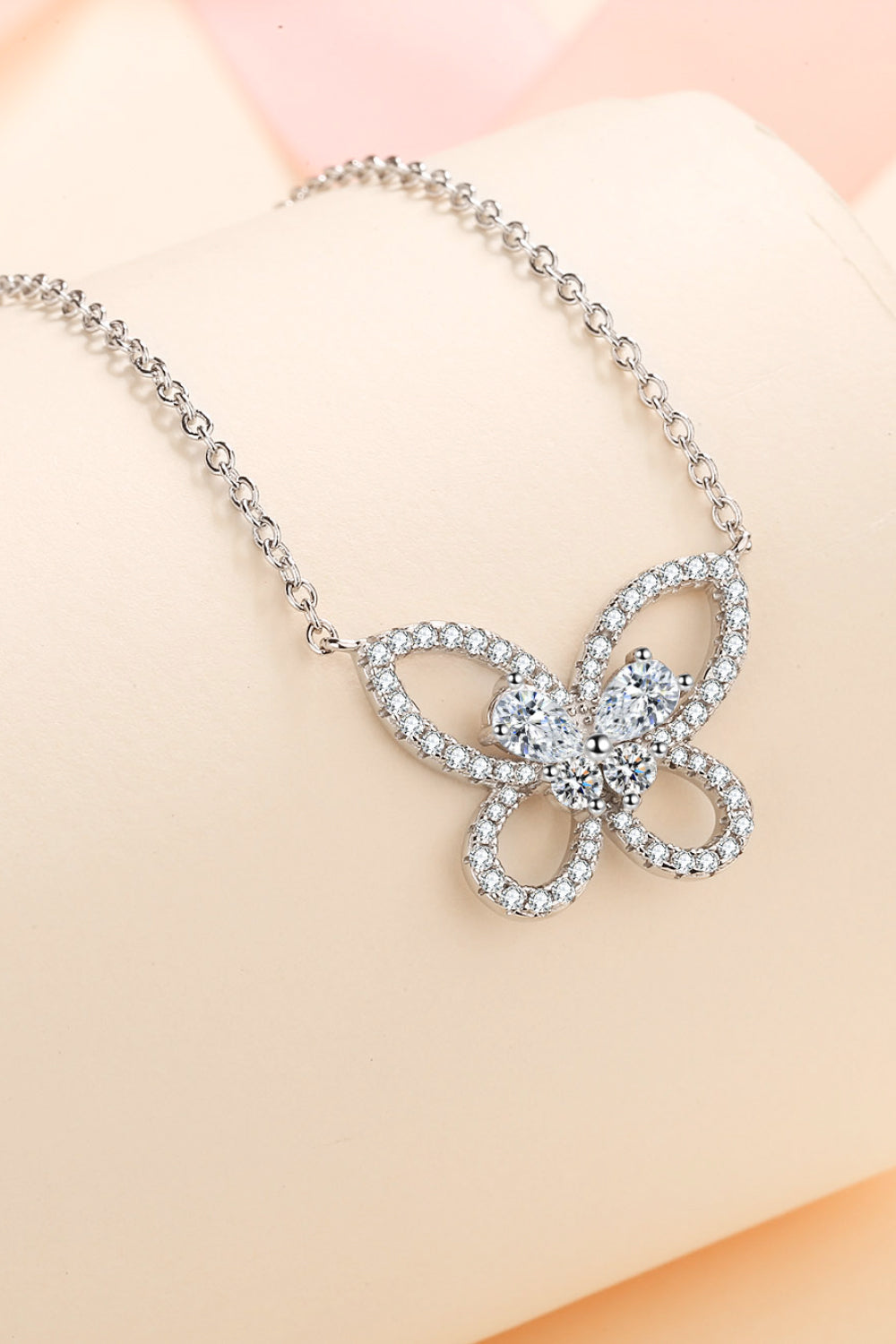 Moissanite Butterfly Pendant Necklace. 2