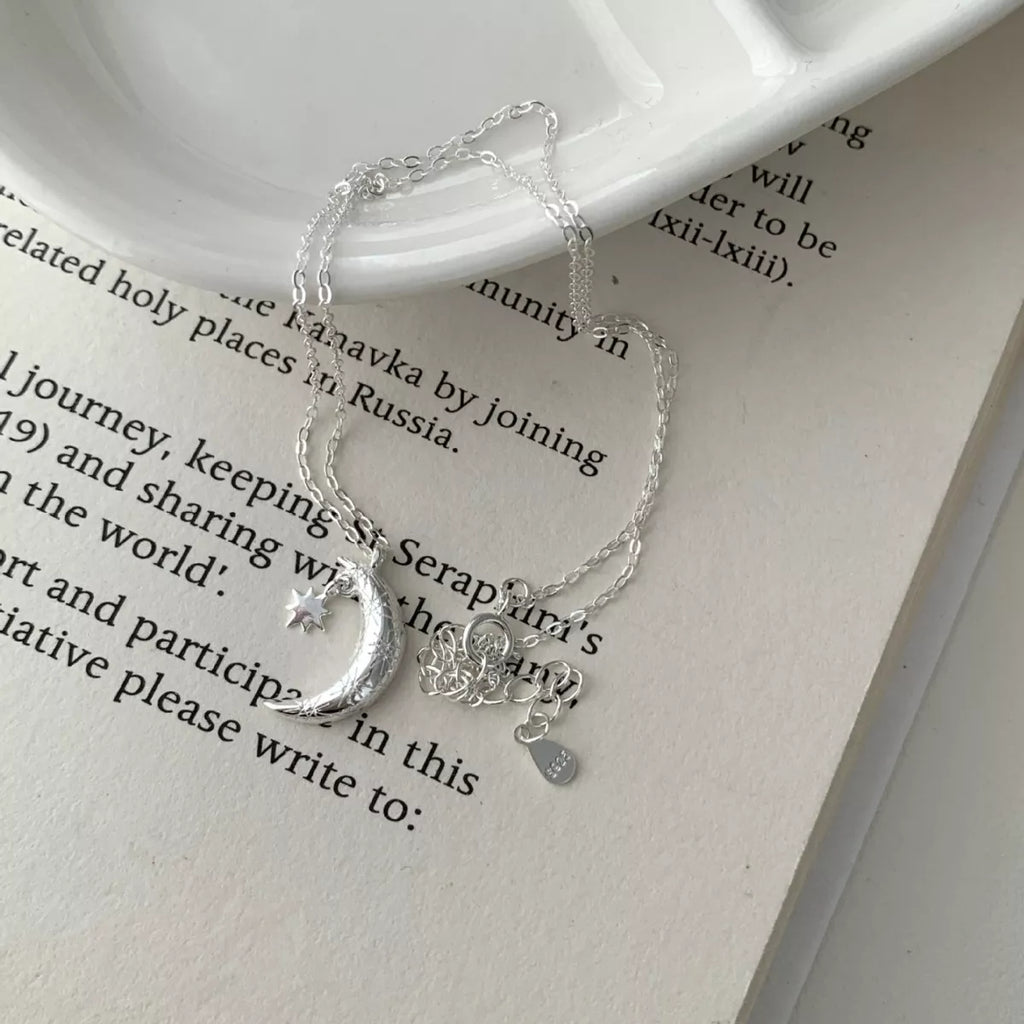 925 Sterling Silver Star Moon Necklace 3