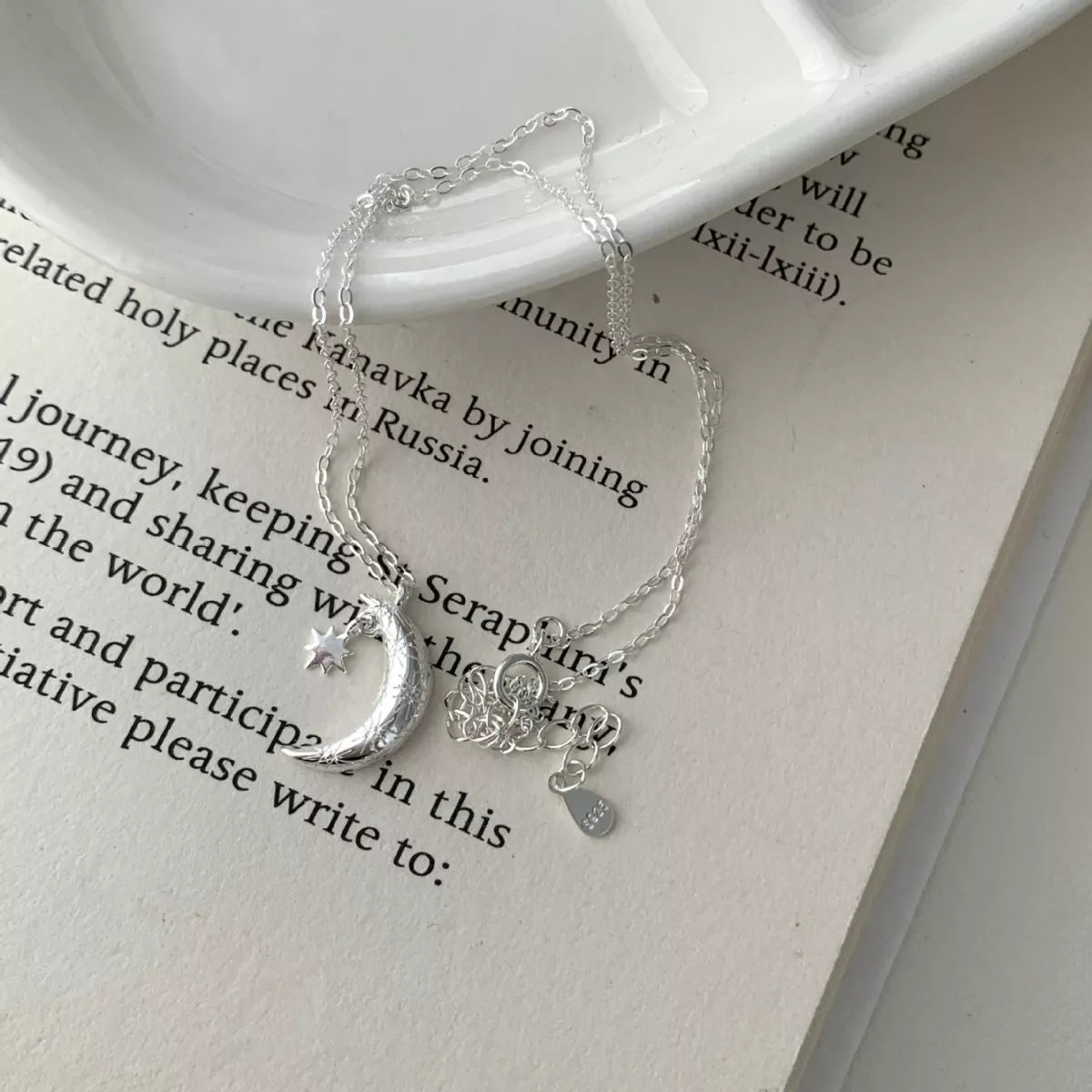 925 Sterling Silver Star Moon Necklace 3