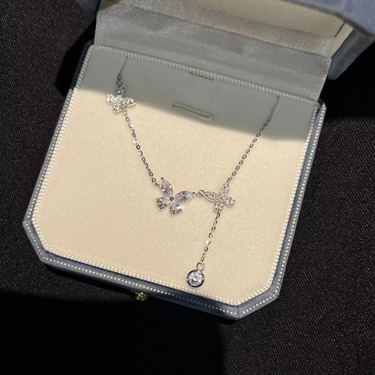 925 Sterling Silver Zircon Butterfly Necklace 3