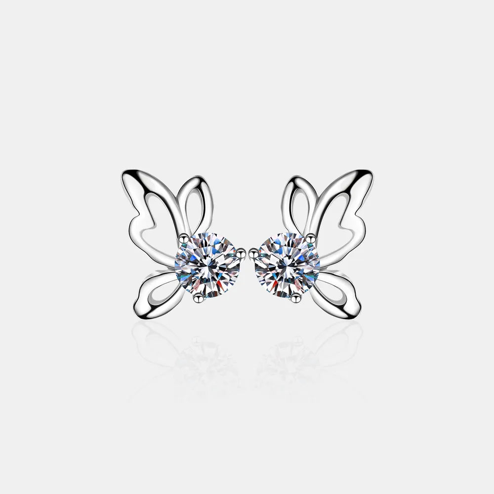 1 Carat Moissanite Butterfly Shape Earrings 1