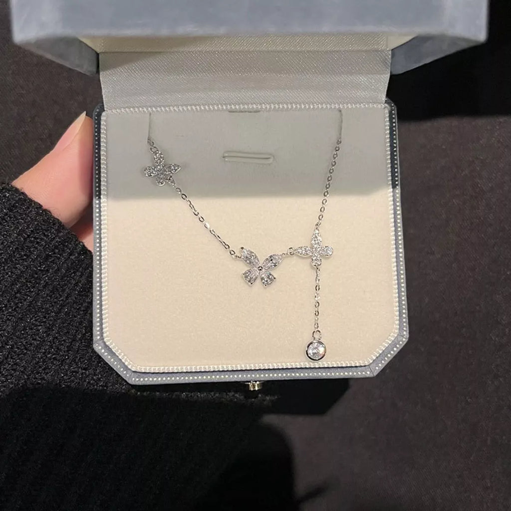 925 Sterling Silver Zircon Butterfly Necklace 2