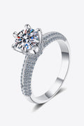 2 Carat Moissanite 925 Sterling Silver Side Stone Ring 1