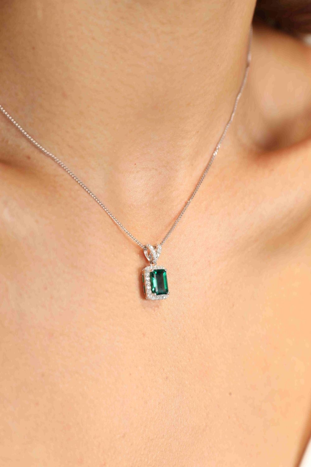 Adored 1.25 Carat Lab-Grown Emerald Pendant Necklace 1