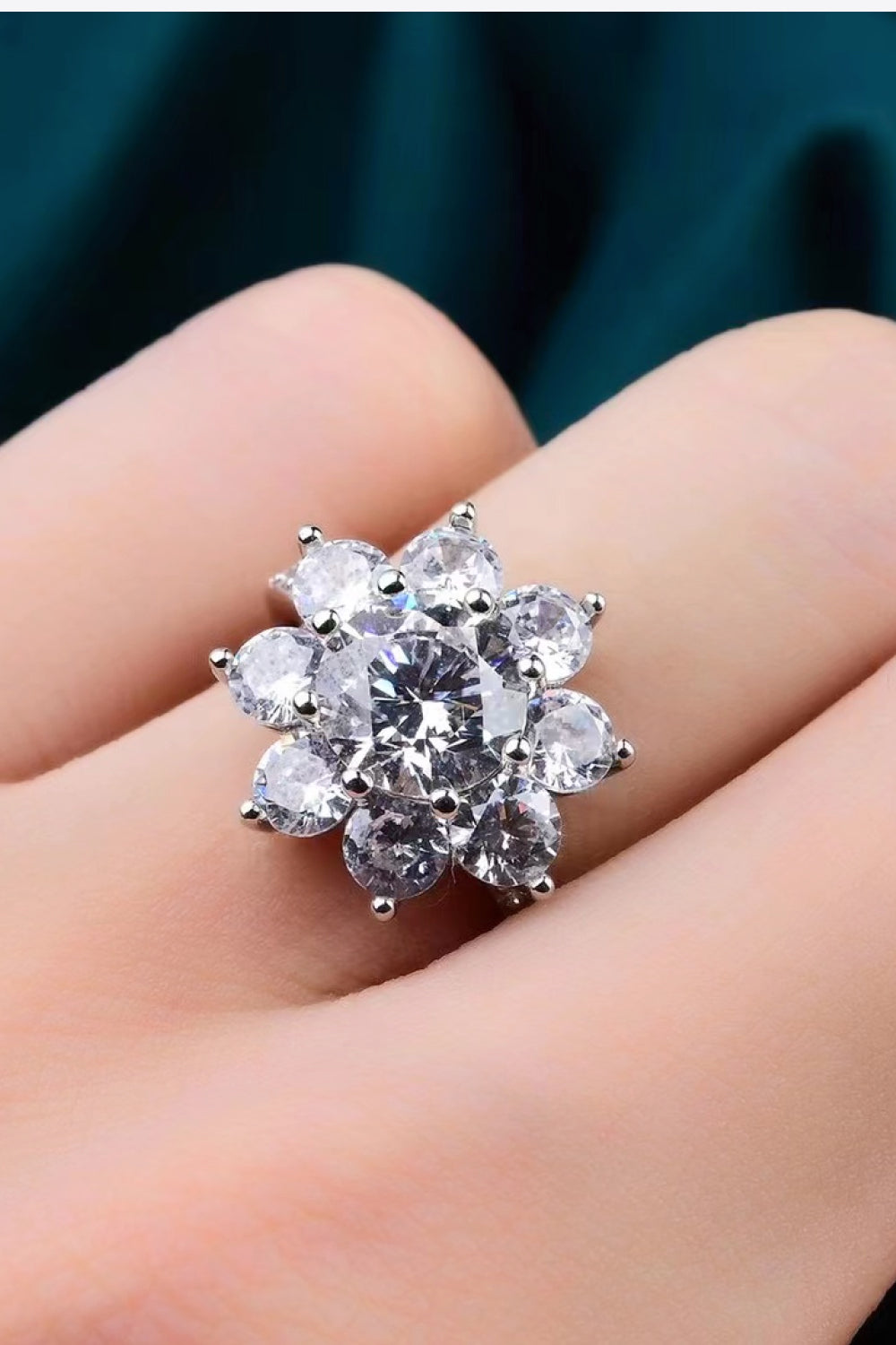 1 Carat Moissanite Flower Ring 2