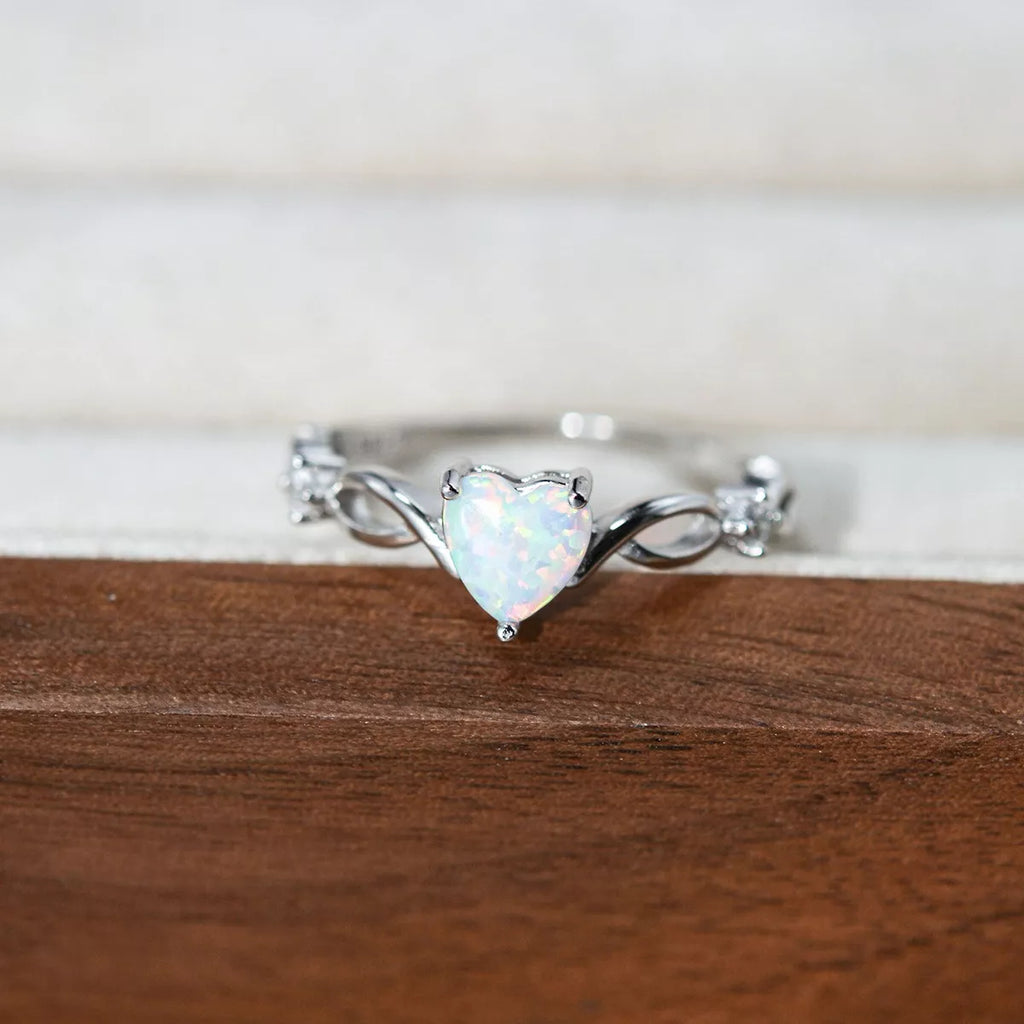 925 Sterling Silver Zircon Heart Ring 6