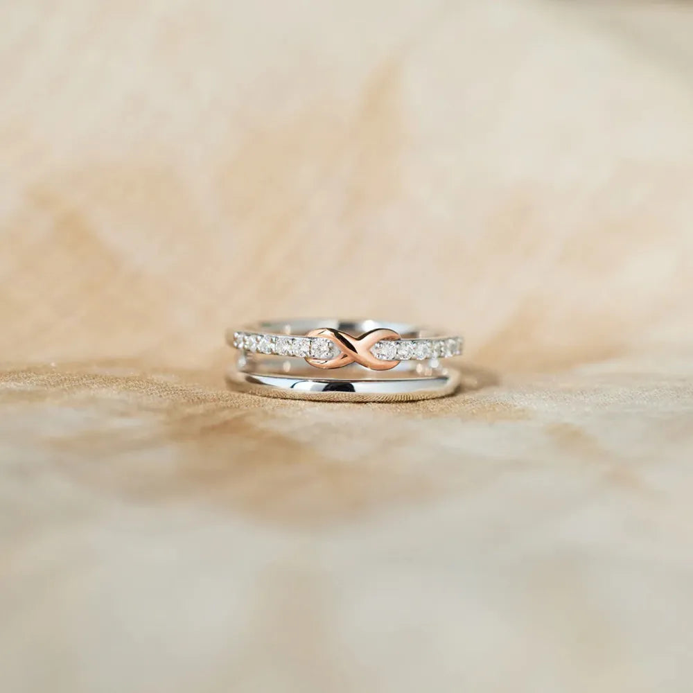 Double-Layered Zircon 925 Sterling Silver Ring 5
