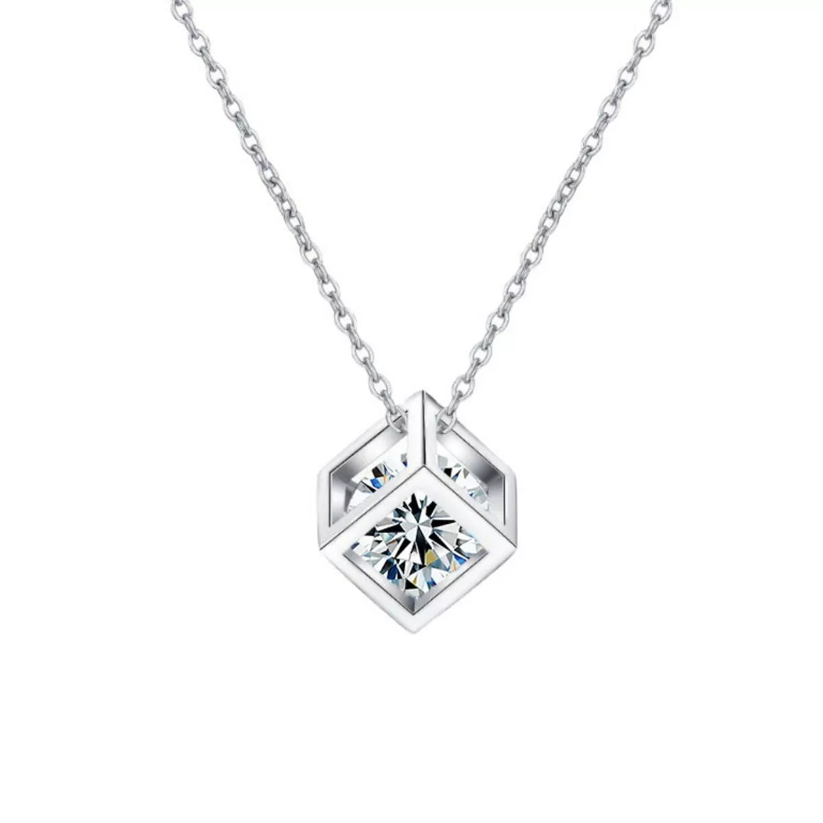925 Sterling Silver Moissanite Pendant Necklace 5