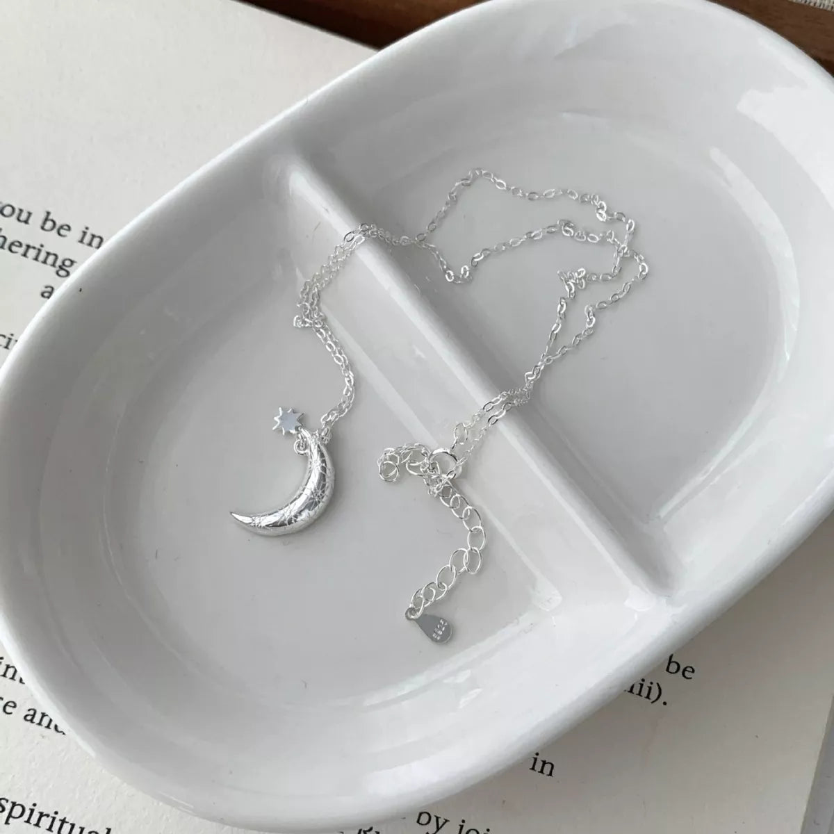925 Sterling Silver Star Moon Necklace 2