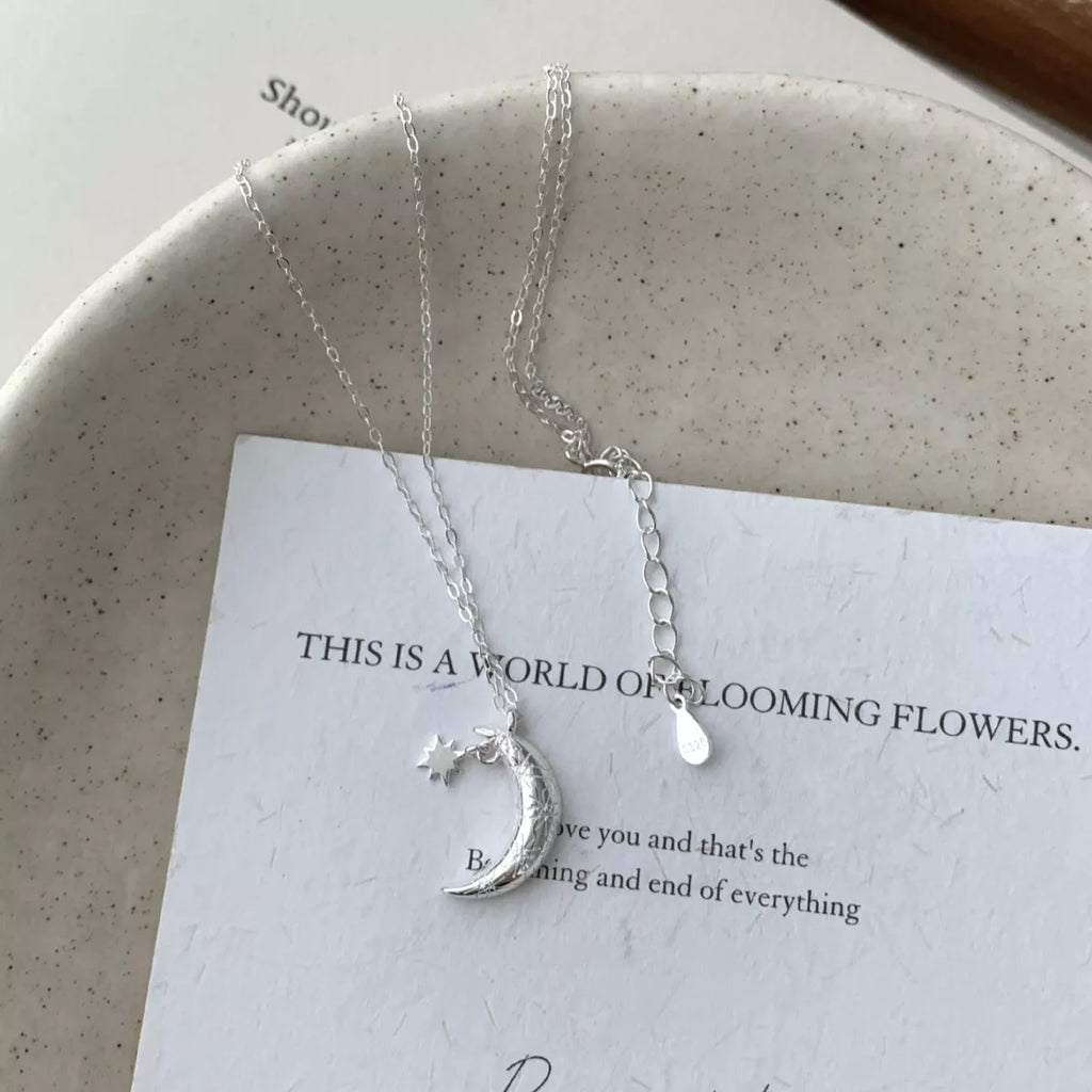 925 Sterling Silver Star Moon Necklace 6