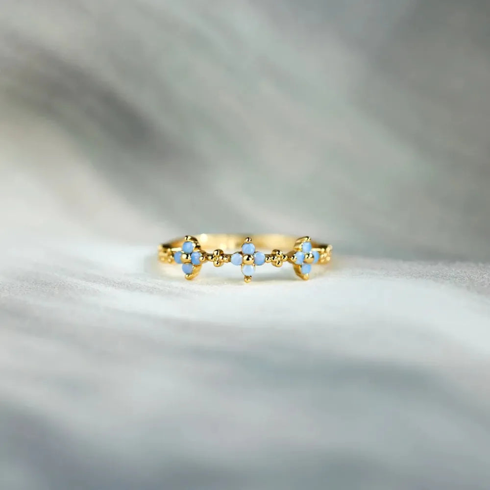 925 Sterling Silver Inlaid Zircon Flower Ring 2
