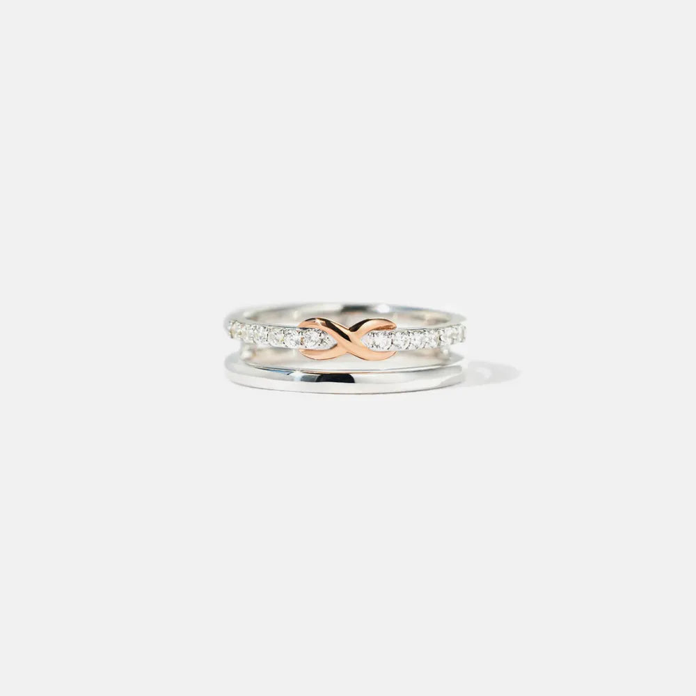 Double-Layered Zircon 925 Sterling Silver Ring 2