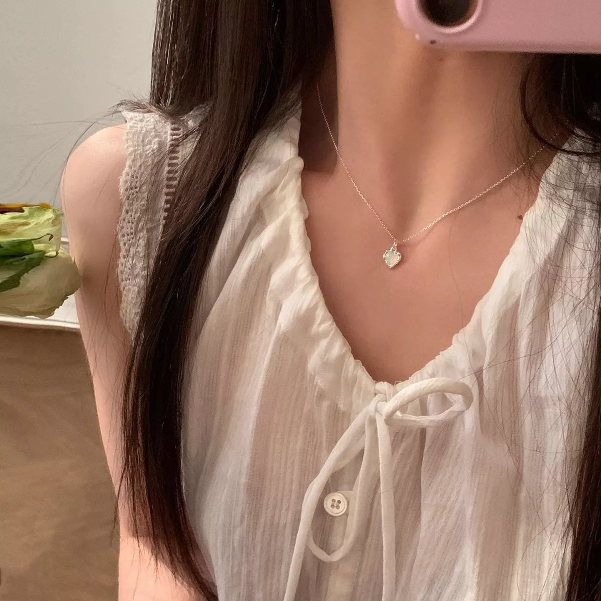 925 Sterling Silver Zircon Heart Necklace 1