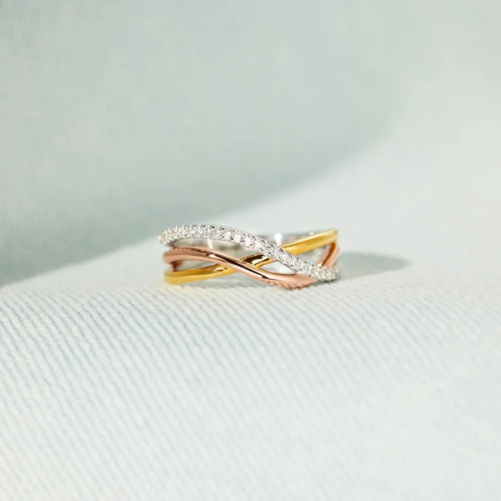 Crisscross Gold Plated 925 Sterling Silver Ring 2