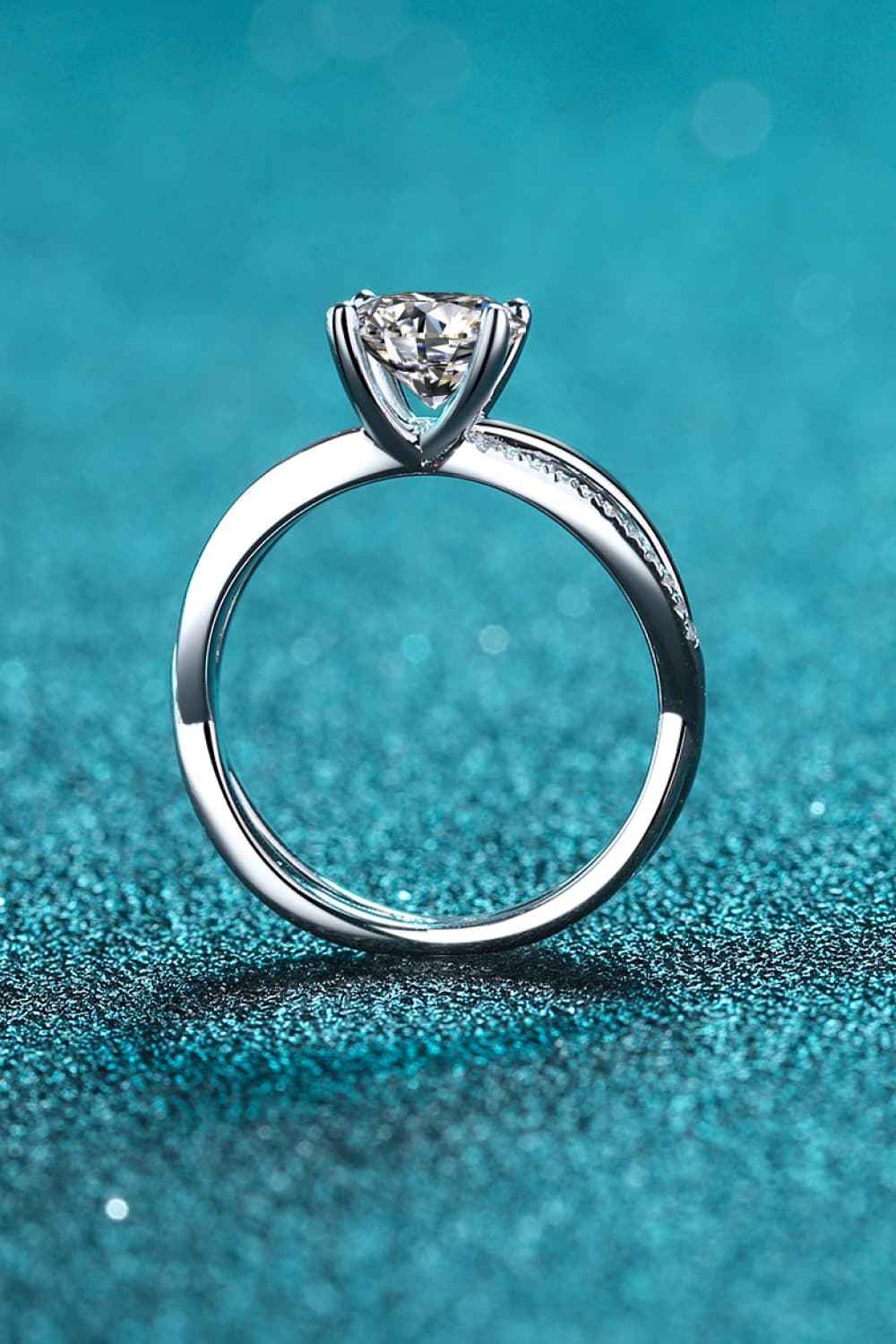 1 Carat Moissanite Crisscross Split Shank Ring 3