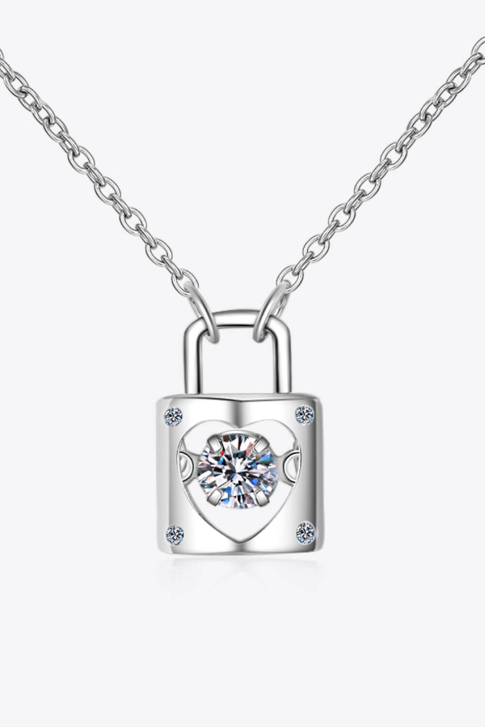 Adored Moissanite Lock Pendant Necklace 6