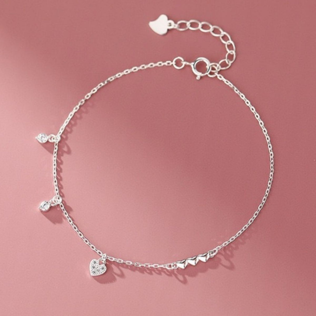 Heart Charm 925 Sterling Silver Bracelet 3