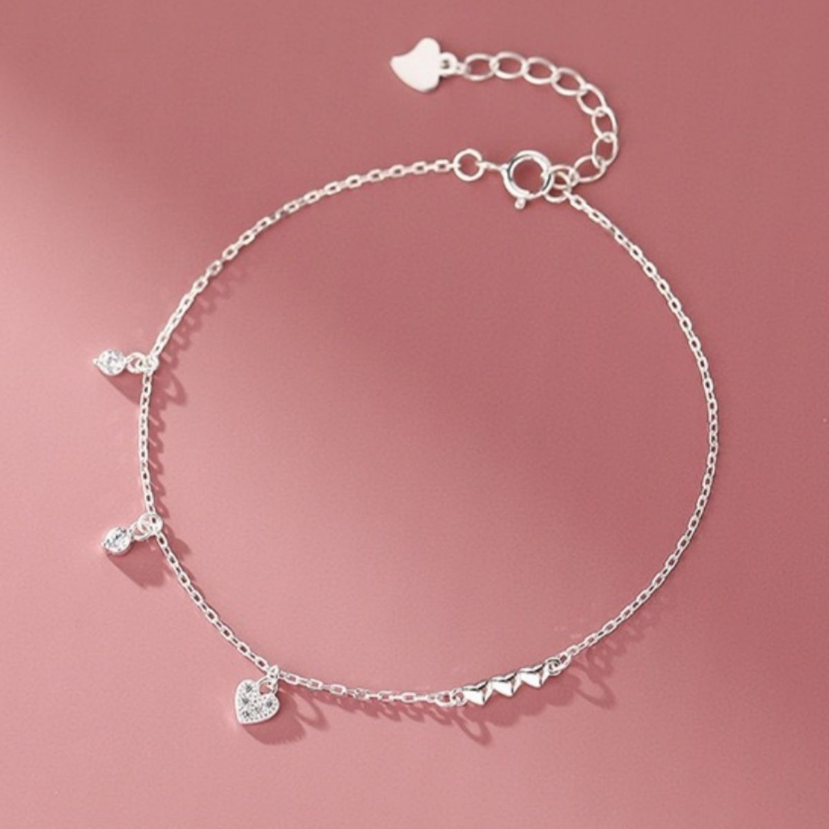Heart Charm 925 Sterling Silver Bracelet 3