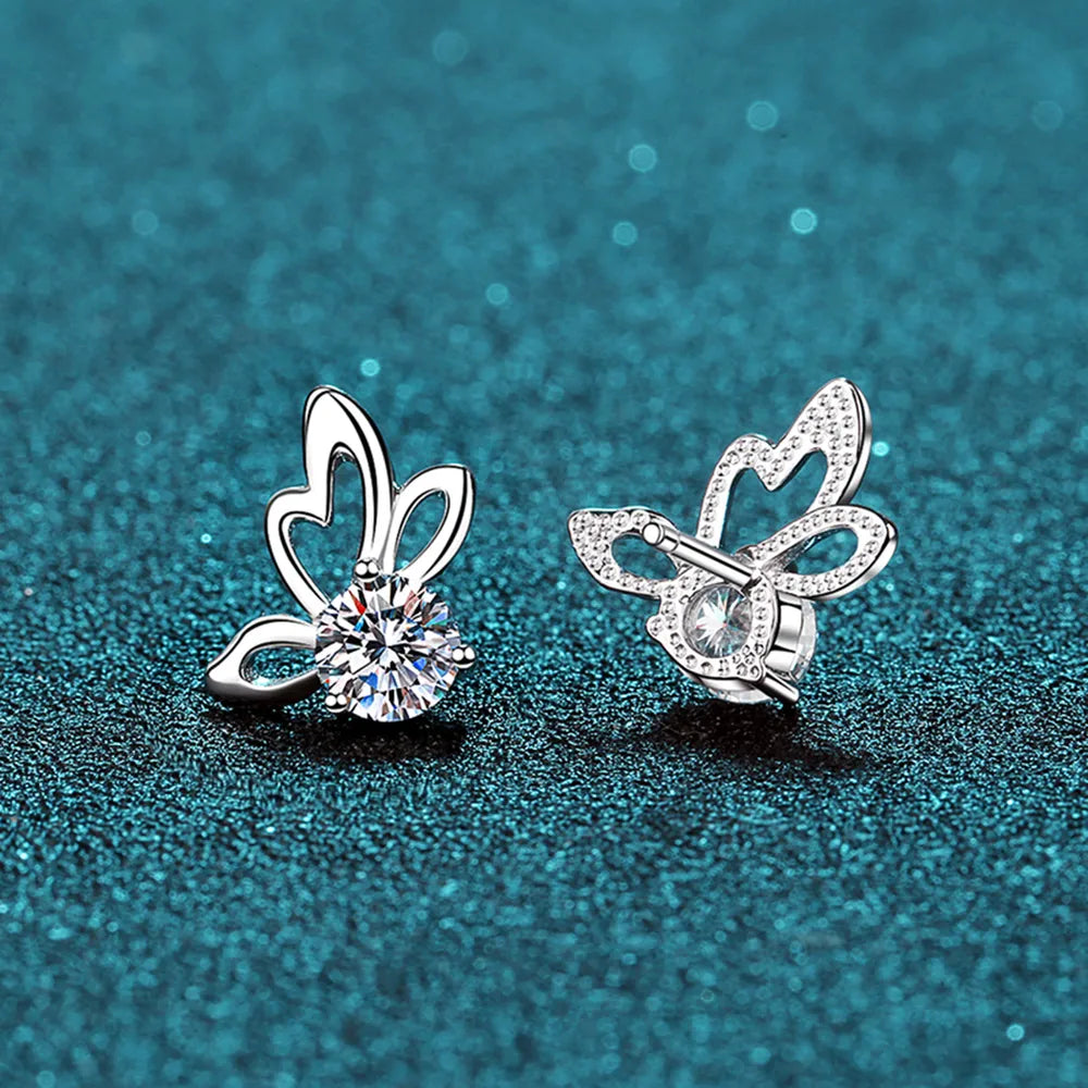 1 Carat Moissanite Butterfly Shape Earrings 5