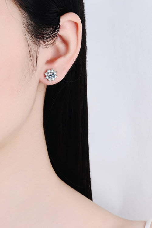 1 Carat Moissanite 925 Sterling Silver Flower Earrings 2