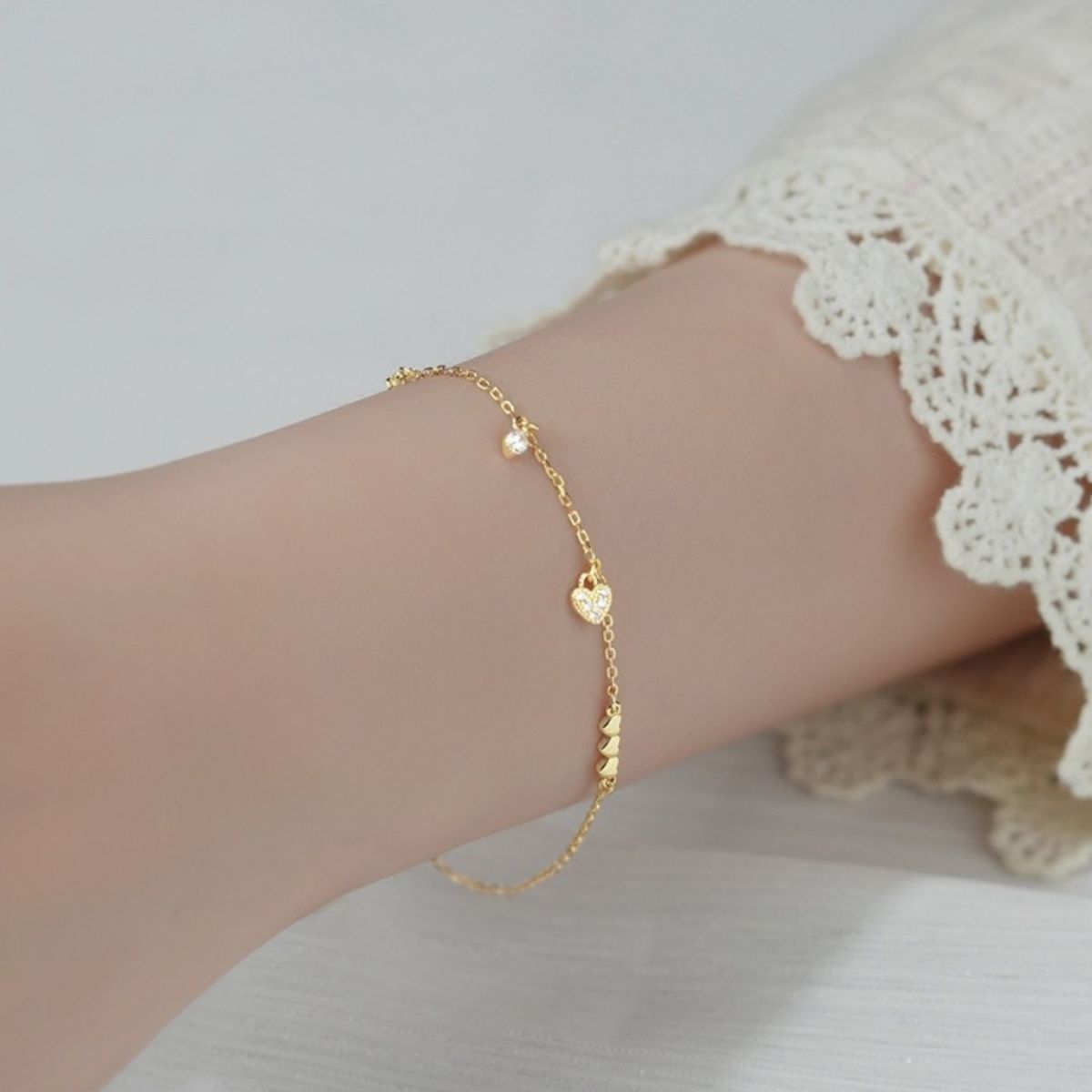 Heart Charm 925 Sterling Silver Bracelet 5