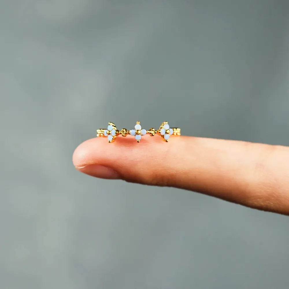 925 Sterling Silver Inlaid Zircon Flower Ring 3