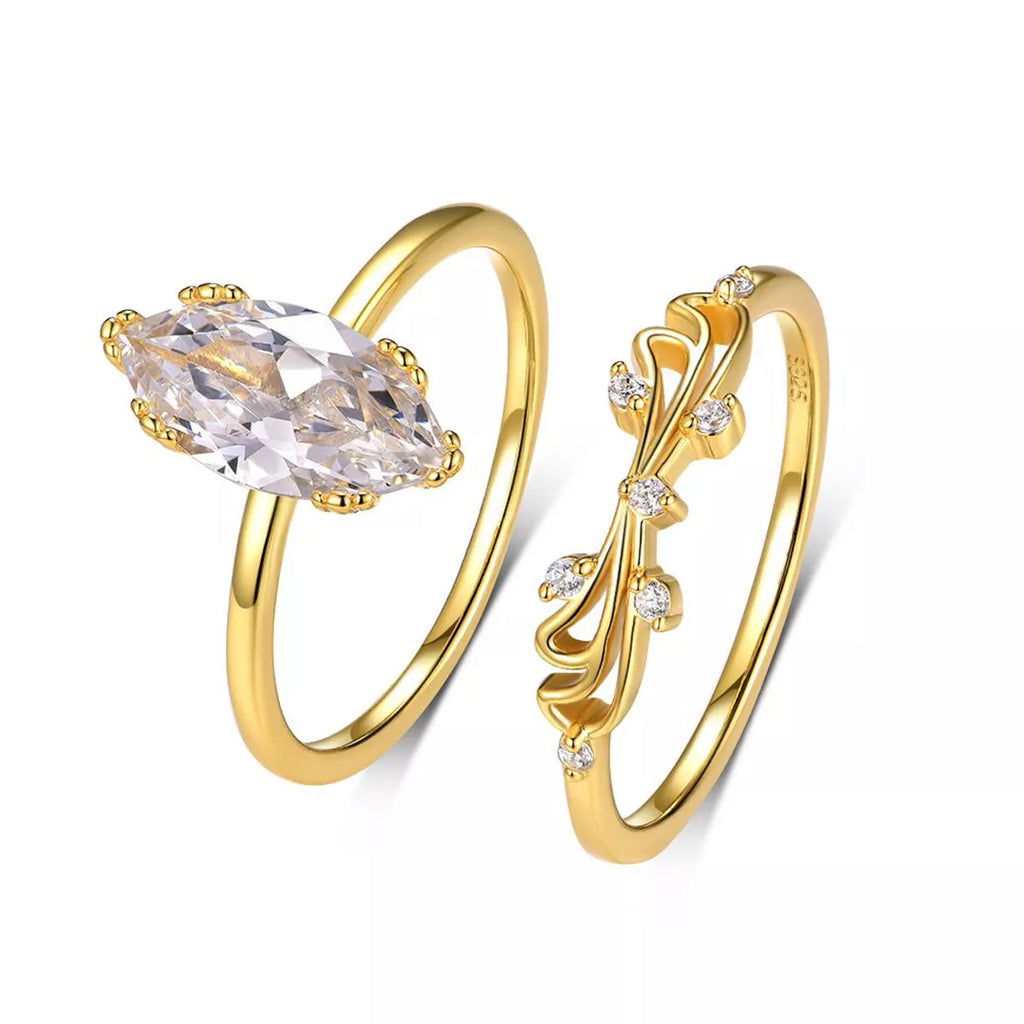 2 Piece 2 Carat Moissanite 925 Sterling Silver Zircon Ring 2