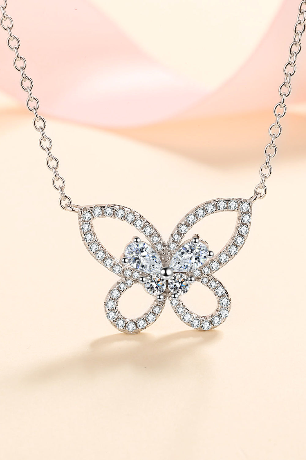 Moissanite Butterfly Pendant Necklace 1