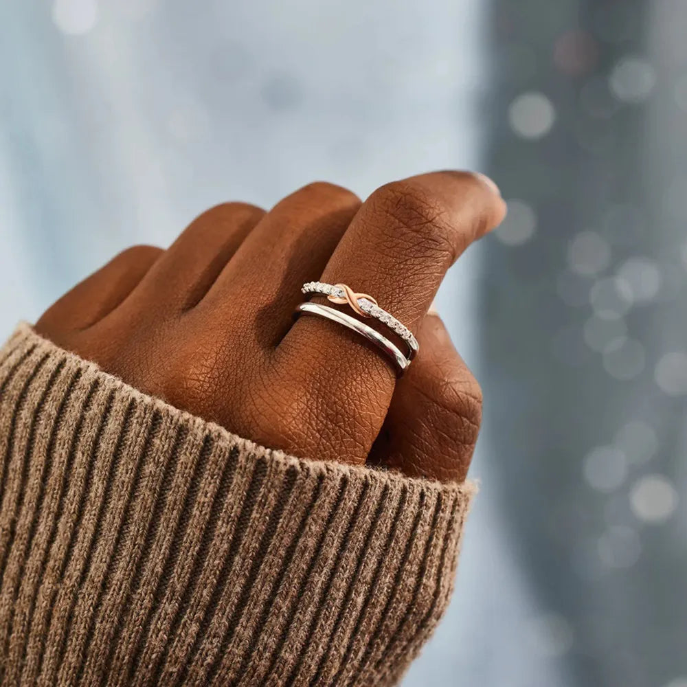 Double-Layered Zircon 925 Sterling Silver Ring 4