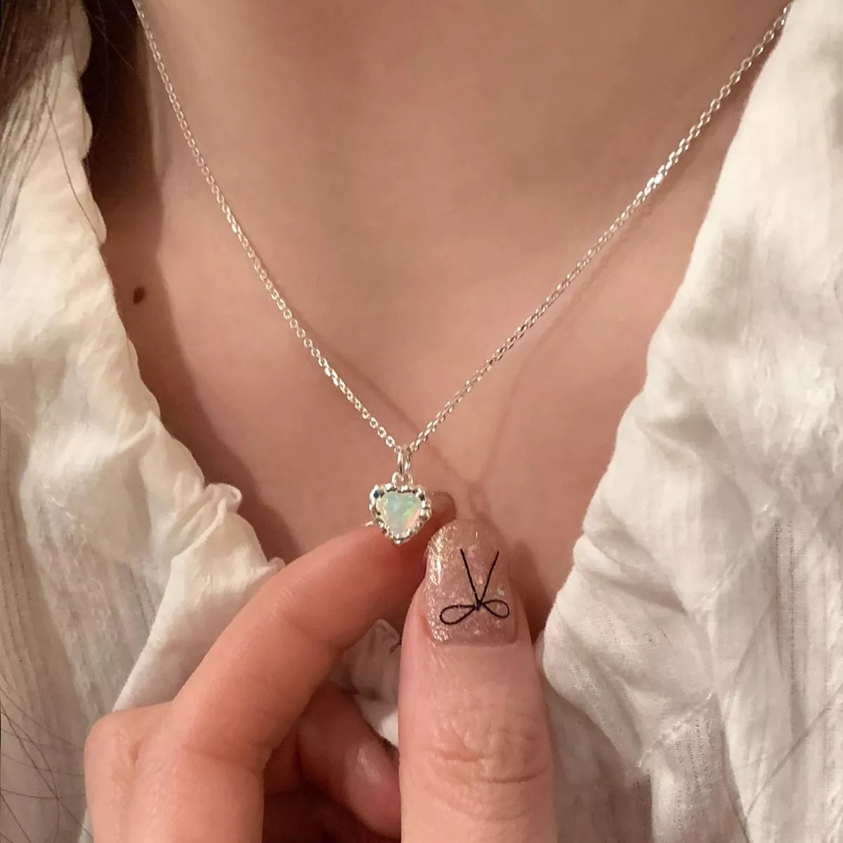 925 Sterling Silver Zircon Heart Necklace 4