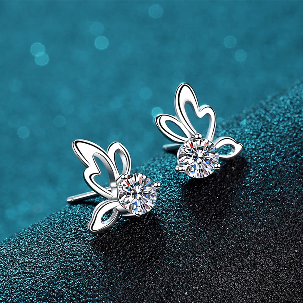 1 Carat Moissanite Butterfly Shape Earrings 7