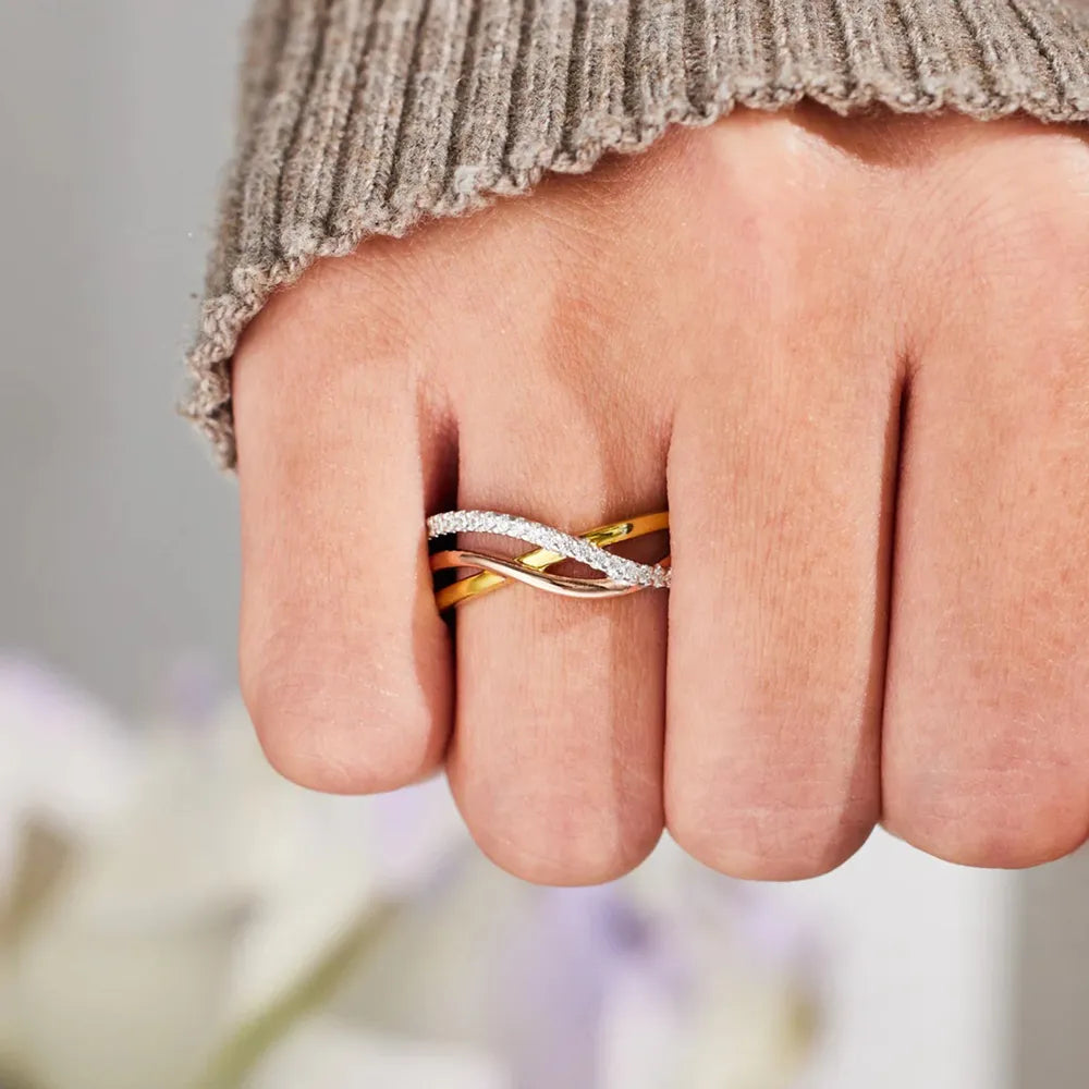 Crisscross Gold Plated 925 Sterling Silver Ring 5