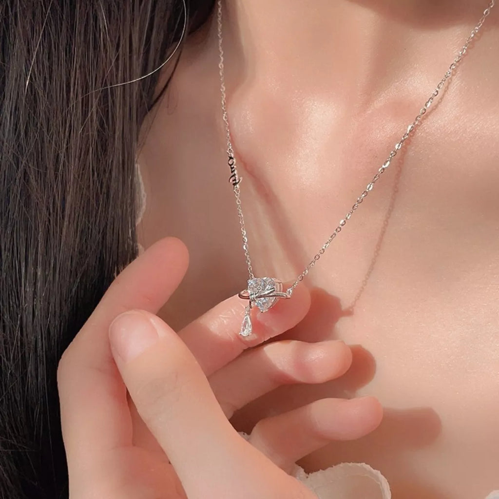 925 Sterling Silver Zircon Heart Necklace 1