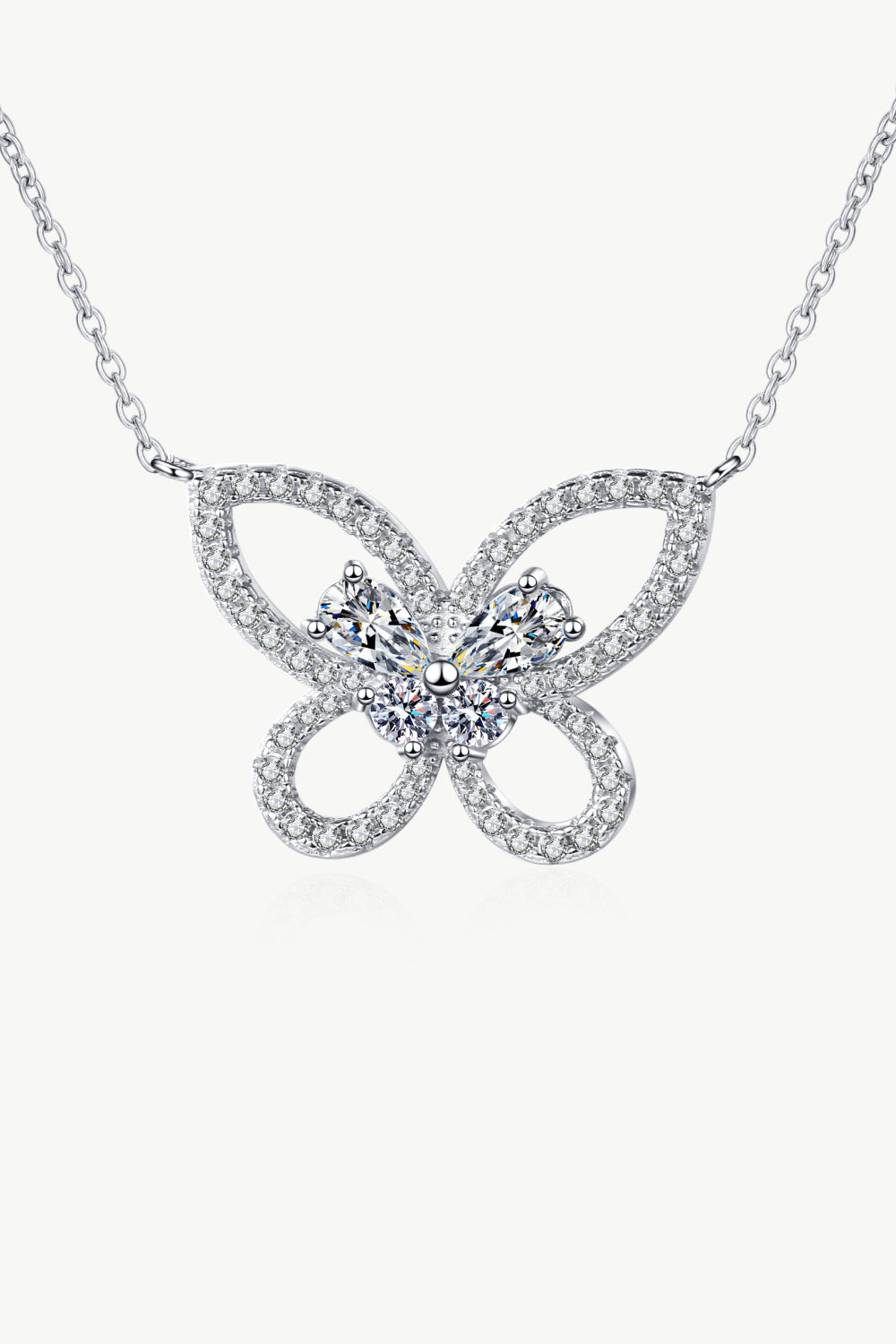 Moissanite Butterfly Pendant Necklace 4