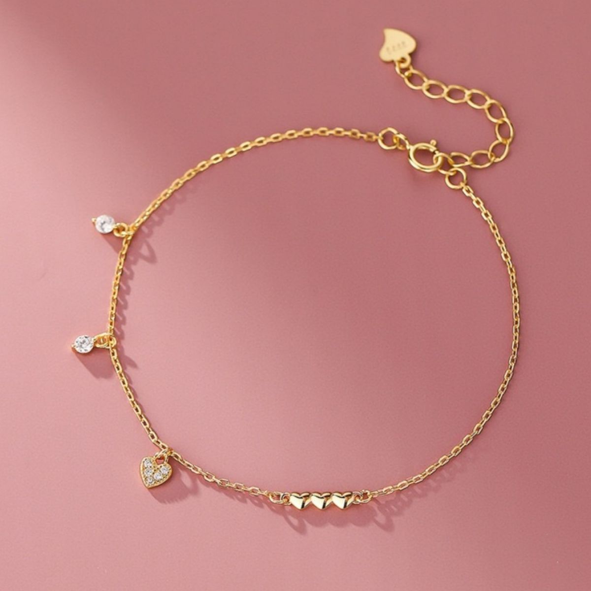 Heart Charm 925 Sterling Silver Bracelet 4