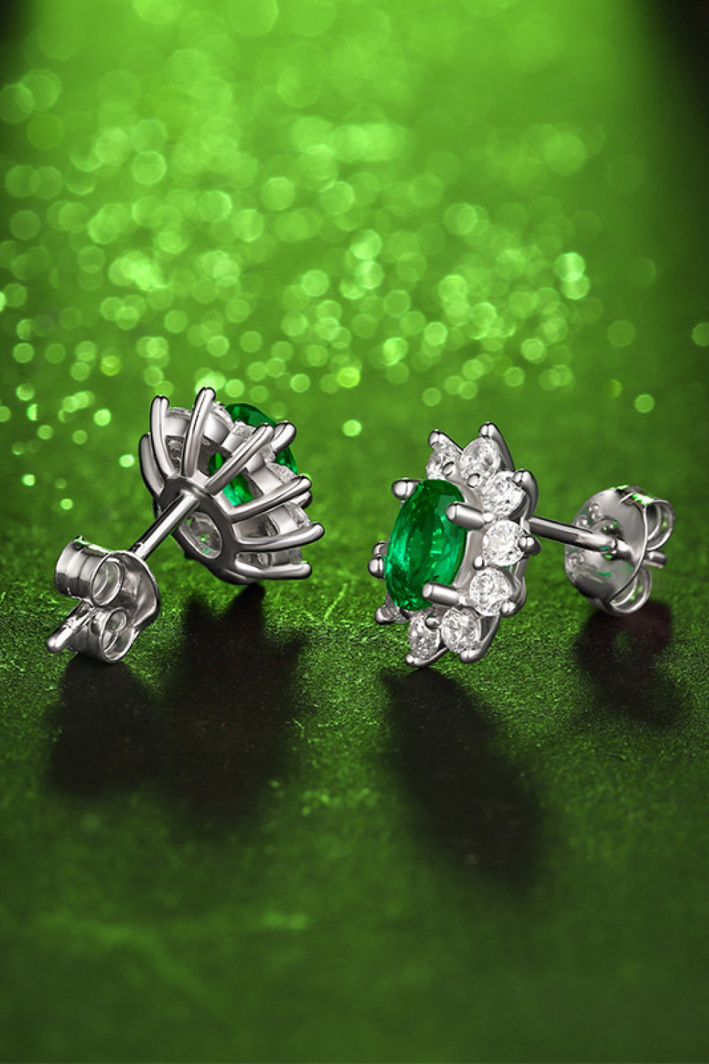 1 Carat Lab-Grown Emerald Stud Earrings 3