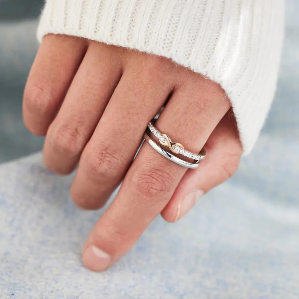 Double-Layered Zircon 925 Sterling Silver Ring 7