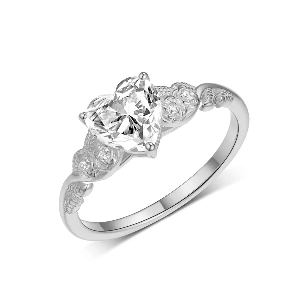 1.5 Carat Moissanite 925 Sterling Silver Heart Ring 5