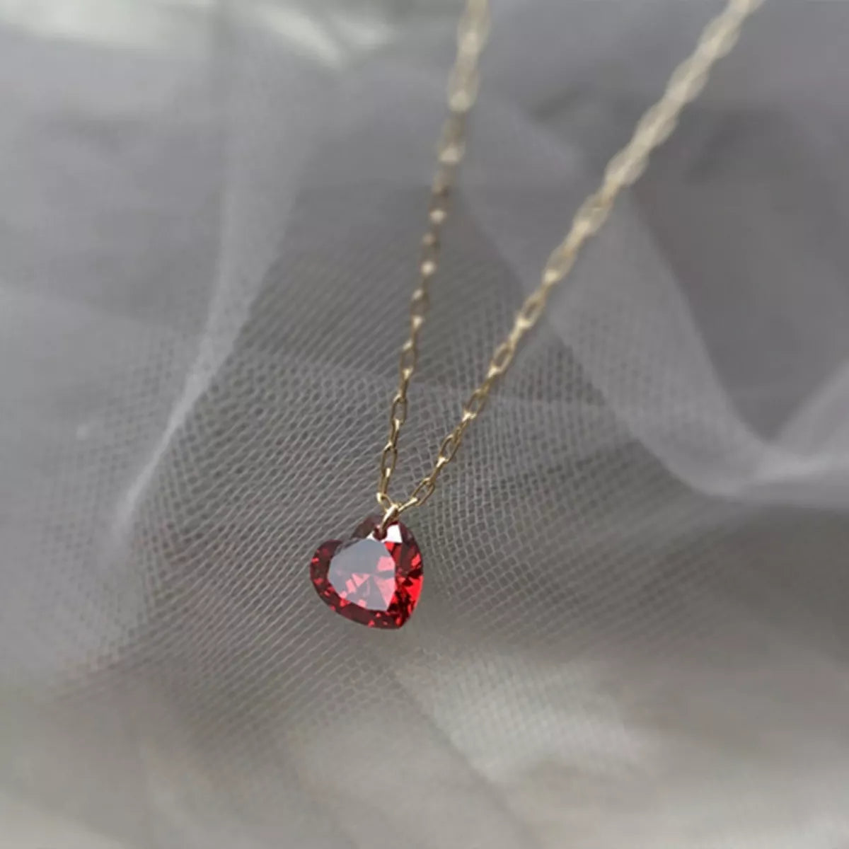 925 Sterling Silver Zircon Heart Necklace 5