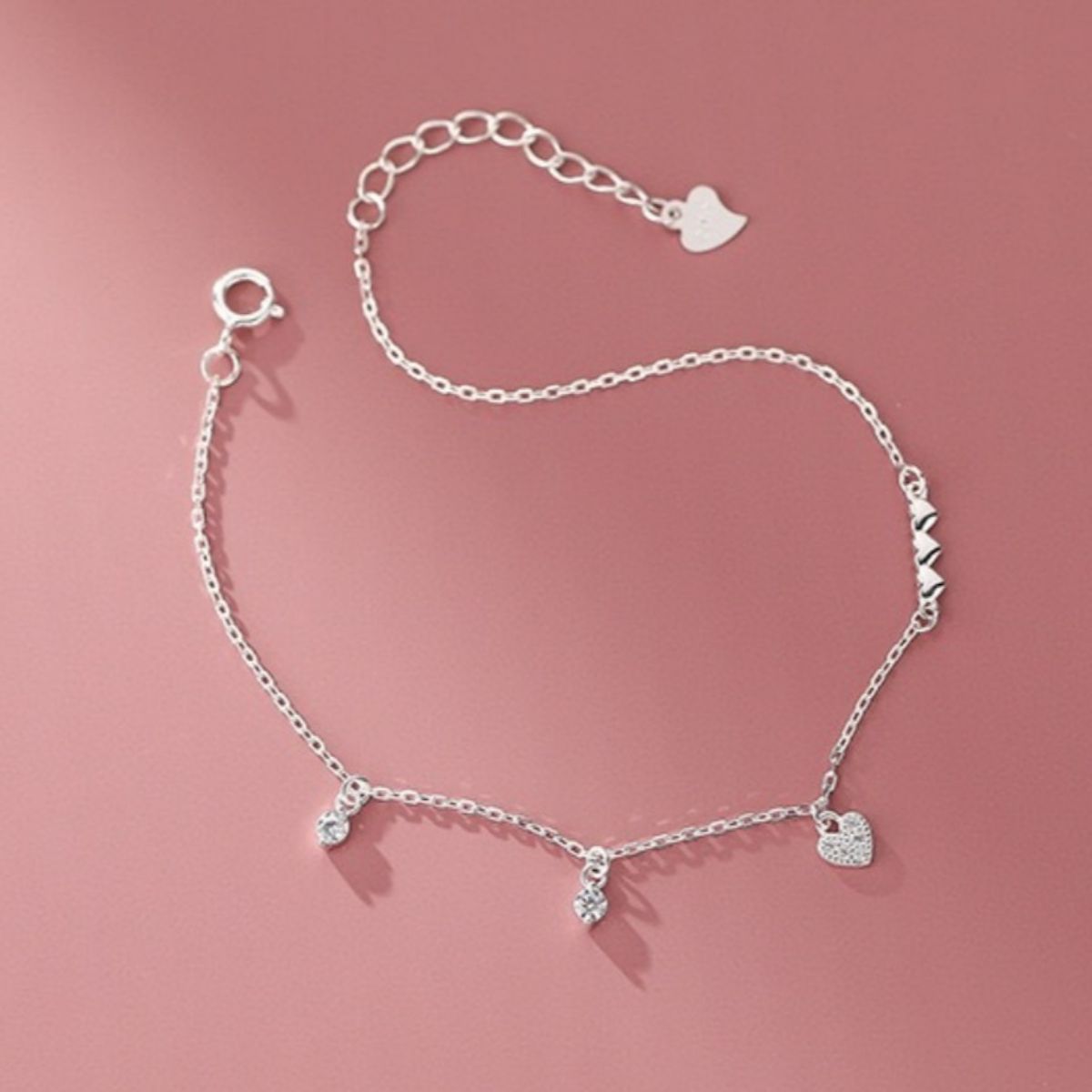 Heart Charm 925 Sterling Silver Bracelet 2